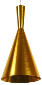 GloboStar SHANGHAI GOLD 01546 Μοντέρνο Κρεμαστό Φωτιστικό Οροφής Μονόφωτο 1 x E27 Χρυσό Μεταλλικό Καμπάνα Φ18 x Y38.5cm