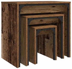 vidaXL Φωτιστικό Τραπεζάκι 3 pcs Παλαιό ξύλο 60 x 35 x 56 εκ.