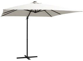 Ομπρέλα Κρεμαστή Χρώμα Άμμου 250x250 εκ. με Ατσάλινο Ιστό + LED