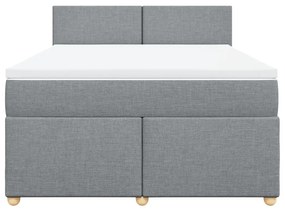 Κρεβάτι Boxspring με Στρώμα Ανοιχτό Γκρι 140x190 εκ. Υφασμάτινο - Γκρι