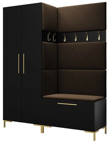 Σετ διαδρόμου Hartford F100, 196x158x44cm, Σκούρο καφέ, Μαύρο, Ταπισερί, Πλαστικοποιημένη μοριοσανίδα, Εντοιχισμένη, Τοίχου | Epipla1.gr