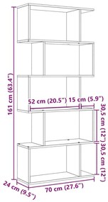 Βιβλιοθήκη/Διαχωριστικό Χώρου 5 Επ. 70x24x161εκ. Επ. Ξύλο - Καφέ