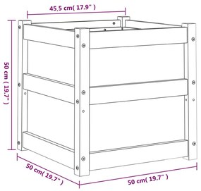 Ζαρντινιέρα Λευκή 50 x 50 x 50 εκ από Μασίφ Ξύλο Πεύκου - Καφέ