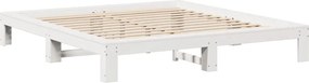 vidaXL Σκελετός Κρεβ. Χωρίς Στρώμα Λευκό 200x200 εκ Μασίφ Πεύκο