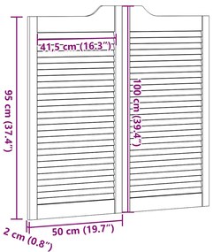 SWING DOORS LOUVRED DESIGN 1-PAIR 100X100 CM ΜΑΣΙΦ ΞΥΛΟ ΠΕΥΚΟ 4107134