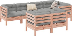 vidaXL Καναπές Κήπου Σετ 7 Τεμ. Μασίφ Ψευδοτσούγκα Ελάτης Μαξιλάρια