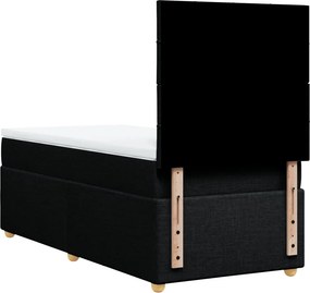 vidaXL Κρεβάτι Boxspring με Στρώμα Μαύρο 90x200 εκ. Υφασμάτινο