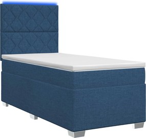 vidaXL Κρεβάτι box spring με στρώμα Μπλε 90 x 190 cm Ύφασμα