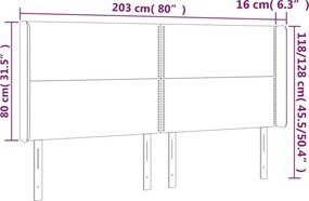 vidaXL Κεφαλάρι Κρεβατιού LED Λευκό 203x16x118/128 εκ. Συνθετ. Δέρμα