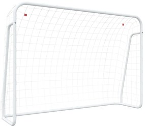 vidaXL Τέρμα Ποδοσφαίρου &amp; Δίχτυ Λευκό 214x75x152εκ Ατσάλι/Πολυεστέρας