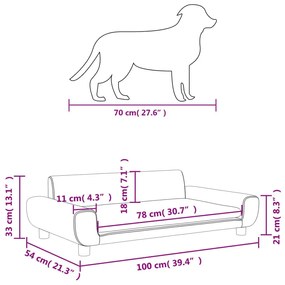 Κρεβάτι Σκύλου Ανοιχτό Γκρι 100 x 54 x 33 εκ. Βελούδινο - Γκρι