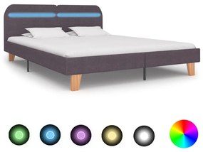 vidaXL Πλαίσιο Κρεβατιού με LED Χρώμα Taupe 180 x 200 εκ. Υφασμάτινο