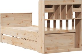 vidaXL Κρεβάτι Βιβλιοθήκη Χωρίς Στρώμα 75x190 εκ Μασίφ Ξύλο Πεύκο