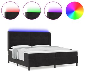 vidaXL Κρεβάτι με Ματράς & LED Μαύρο 200x200 εκ Βελούδο