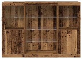 vidaXL Μπουφές με LED φωτισμό Παλιό ξύλο 143 x 37 x 100 εκ.
