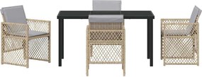 vidaXL Σέτ φαγητού για κήπο 5 pcs Μπεζ συνθετικό ρατάν