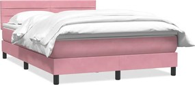 vidaXL Κρεβάτι Boxspring με Στρώμα Ροζ 140x210 εκ. Βελούδινο