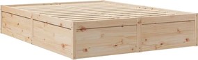 vidaXL Κρεβάτι με Στρώμα 140x200 εκ Μασίφ Ξύλο Πεύκου