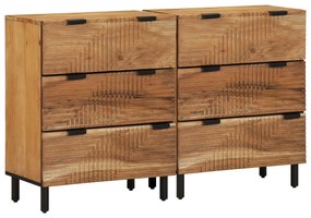 vidaXL Ντουλάπες 2 τεμάχια Καφέ 60x33x75 cm Μασίφ ξύλο ακακίας