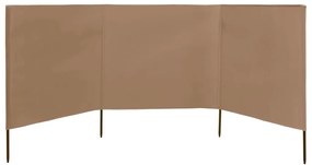vidaXL Προστατευτικό Αέρα με 3 Πάνελ Taupe 400 x 80 εκ. Υφασμάτινο