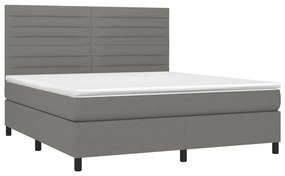 vidaXL Κρεβάτι Boxspring με Στρώμα & LED Σκ.Γκρι 160x200 εκ Υφασμάτινο