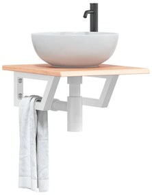 Ράφι Νιπτήρα Τοίχου από Ατσάλι / Μασίφ Ξύλο Δρυός