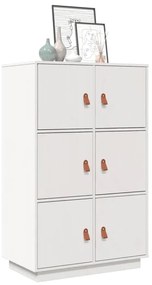 vidaXL Ντουλάπι Ψηλό Λευκό 67 x 40 x 108,5 εκ. από Μασίφ Ξύλο Πεύκου