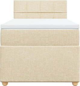 vidaXL Κρεβάτι Boxspring με Στρώμα Κρεμ 100 x 200 εκ. Υφασμάτινο