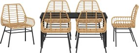vidaXL Σέτ φαγητού για κήπο 7 pcs Καφέ συνθετικό ρατάν