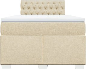 vidaXL Κρεβάτι Boxspring με Στρώμα Κρεμ 120x200 εκ. Υφασμάτινο