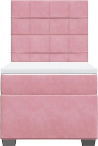 vidaXL Κρεβάτι Boxspring με Στρώμα Ροζ 80 x 200 εκ. Βελούδινο