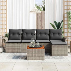 vidaXL Σετ Καναπέ Κήπου 6 pcs Γκρι Πολυ ράταν