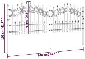 Φράχτης με Ακίδες Μαύρος 115 εκ. Ατσάλι Ηλεκτροστ. Βαφή Πούδρας - Μαύρο