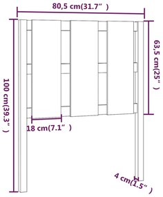 vidaXL Κεφαλάρι Κρεβατιού 80,5 x 4 x 100 εκ. από Μασίφ Ξύλο Πεύκου