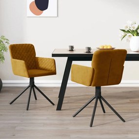 vidaXL Καρέκλες Τραπεζαρίας Περιστρεφόμενες 2 τεμ. Καφέ Βελούδινες