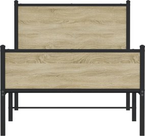 vidaXL Σκελετός Κρεβ. Χωρίς Στρώμα Sonoma Δρυς 75x190 εκ. Μεταλλικό