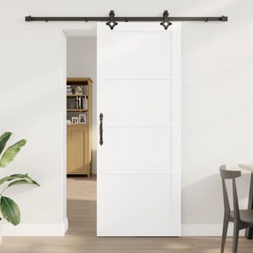 vidaXL Συρόμενη Πόρτα με Αξεσουάρ Λευκή 83x211 εκ. Μασίφ Ξύλο Πεύκου