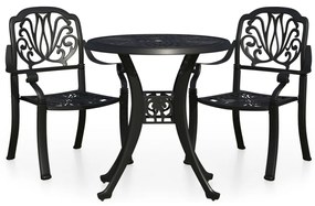vidaXL Σετ Επίπλων Bistro 3 Τεμαχίων Μαύρο από Χυτό Αλουμίνιο