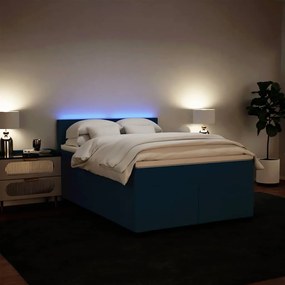 vidaXL Κρεβάτι Boxspring με Στρώμα Μπλε 140x190 εκ. Βελούδινο