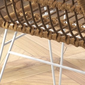 Σετ 2 καρέκλες κουζίνας Boho Style PE Rattan 56 x 60 x 79 cm Φυσικό + Λευκό
