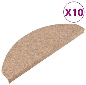 vidaXL Πατάκια Σκάλας Αυτοκόλλητα 10 τεμ. Μπεζ 65 x 22,5 x 3,5 εκ.