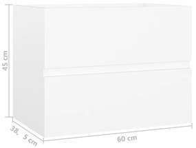 Ντουλάπι Νιπτήρα Λευκό 60x38,5x45 εκ. από Επεξεργασμένο Ξύλο - Λευκό