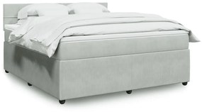 vidaXL Κρεβάτι Boxspring με Στρώμα Ανοιχτό Γκρι 180x200 εκ. Βελούδινο