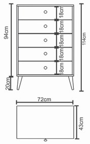 Συρταριέρα ArteLibre AMARI Λευκό Μοριοσανίδα 72x43x114cm