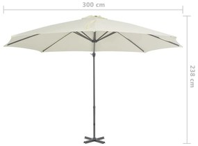 Ομπρέλα Κρεμαστή Χρώμα Άμμου 300 εκ. με Ιστό Αλουμινίου - Μπεζ