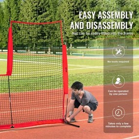 VEVOR L Screen Baseball for Batting Cage, 7x7 ft Baseball &amp; Softball Safety Screen, Body Protector Portable Batting Screen with Carry Bag &amp; Ground Stakes, Baseball Pitching Net for Pitchers Protection