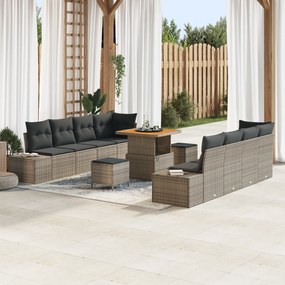vidaXL Σετ Καναπέ Κήπου με μαξιλάρι 11 pcs Γκρι Πολυ ράταν