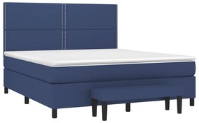 Κρεβάτι Boxspring με Στρώμα Μπλε 160x200 εκ. Υφασμάτινο - Μπλε