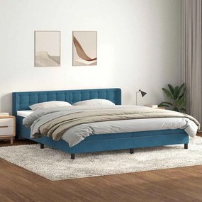 Κρεβάτι Boxspring με Στρώμα Σκούρο Μπλε 180x210 εκ. Βελούδινο - Μπλε