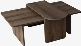 Σετ Τραπεζιών Σαλονιού Μπρονζέ / Καρυδί LELAL 82x60x35